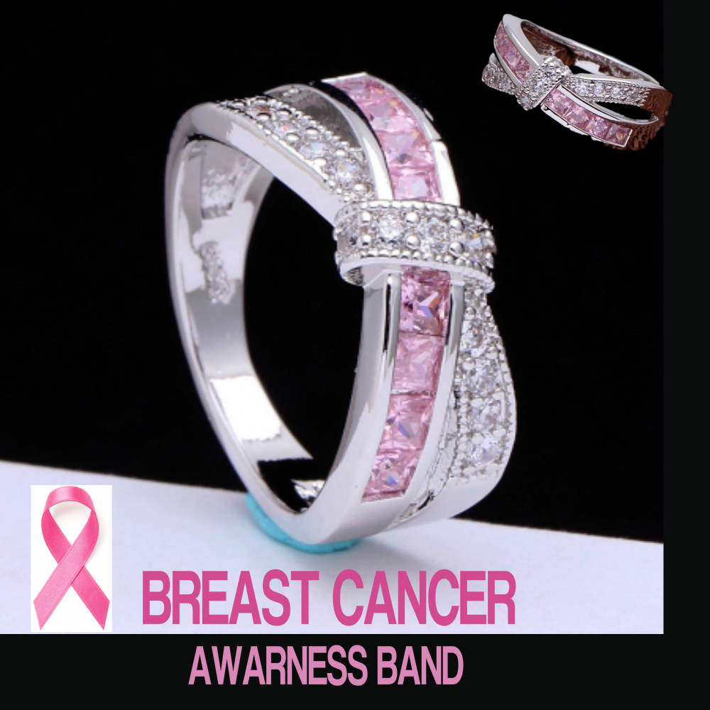 Breast cancer awareness pink 2025 line ring