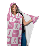 Love Love Laugh Pink Ribbon hooded Blanket