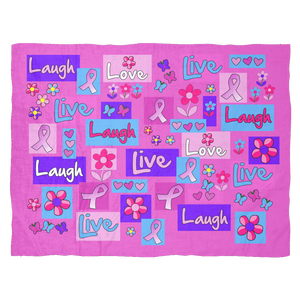 Live, Love, Laugh Pink Ribbon Blanket