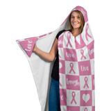 Love Love Laugh Pink Ribbon hooded Blanket