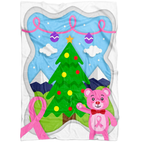 Christmas Tree Pink Ribbon Blanket