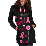 Love Strength Hope Breast Cancer Awareness Hoodie Dress