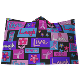 Live, Love, Laugh Pink Hooded Blanket