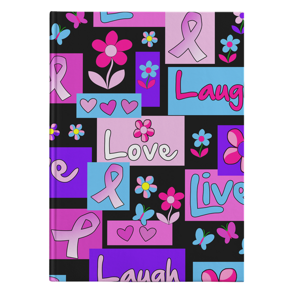 Trendy Live Love Laugh Pink Ribbon Notebook Journal