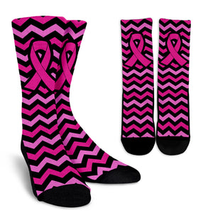 Black and Pink Pink Ribbon Socks