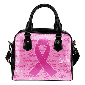Breast Cancer Awareness Words Shoulder Bag Purse
