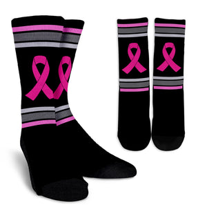 Striped Pink Ribbon Socks