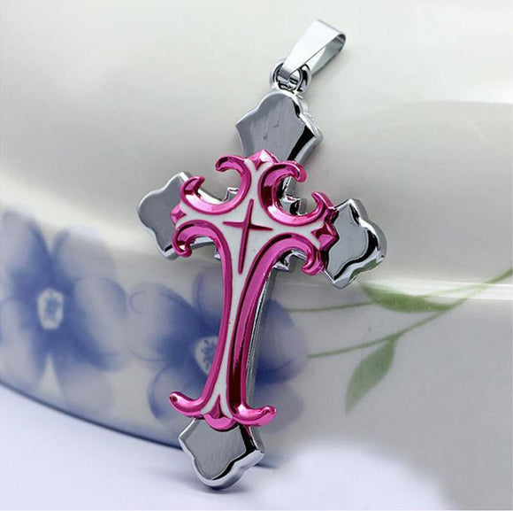Beautiful Cancer Awareness Stainless Steel Cross Necklace