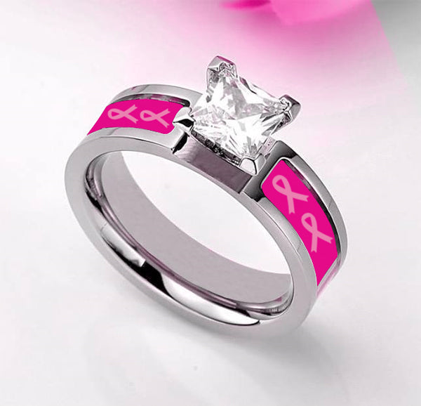 Lovely Pink Ribbon Ring – Combat Breast Cancer - Main Image