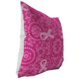 Breast Cancer Awareness Flowers Pink Ribbon Pillow