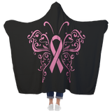 Butterfly Pink Ribbon Hooded Blanket