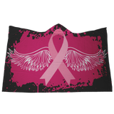 Pink Ribbon Angel Wings Hooded Blanket