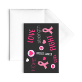 Love Strength Hope Breast Cancer Awareness Pink Ribbons Set of Flat Greeting Cards