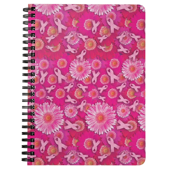 Pink Ribbon Flowers Spiralbound Notebook Journal