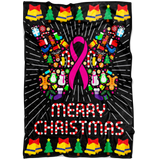 Merry Christmas Butterfly Pink Ribbon Blanket