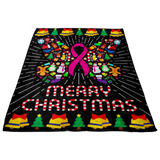 Merry Christmas Butterfly Pink Ribbon Blanket