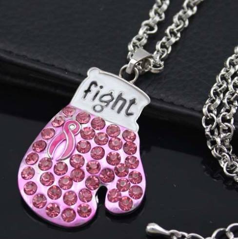 Pink Crystal Glove Pendant Necklace