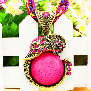 Breast Cancer Elephant Statement Necklace