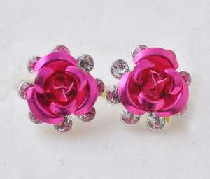 Breast Cancer Pink Rose Earrings