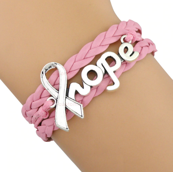 Fundraising For A Cause Breast Cancer Pink Ribbon Bangle Bracelets - India  | Ubuy