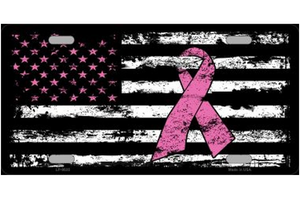 Breast Cancer American Flag Novelty License Plate