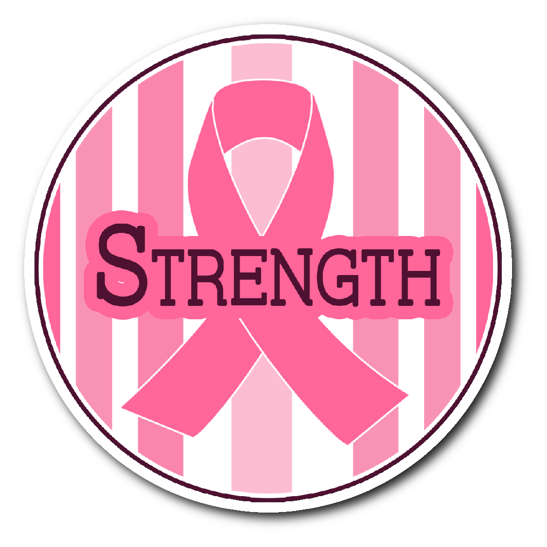 Strength - Pink Ribbon Circle Sticker – Combat Breast Cancer