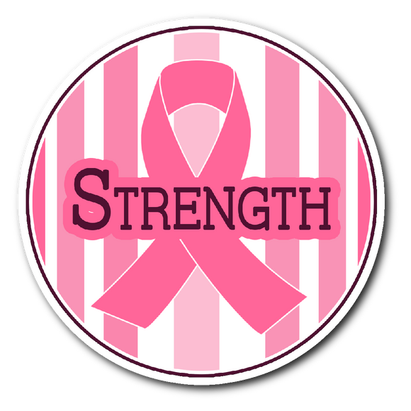 Strength - Pink Ribbon Circle Sticker
