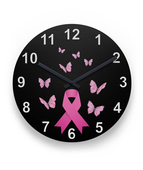 Butterflies & Pink Ribbon Wall Clock