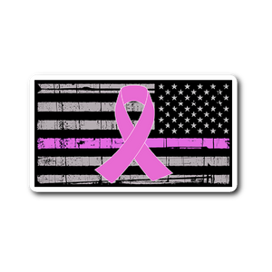 Pink Ribbon American Flag Sticker