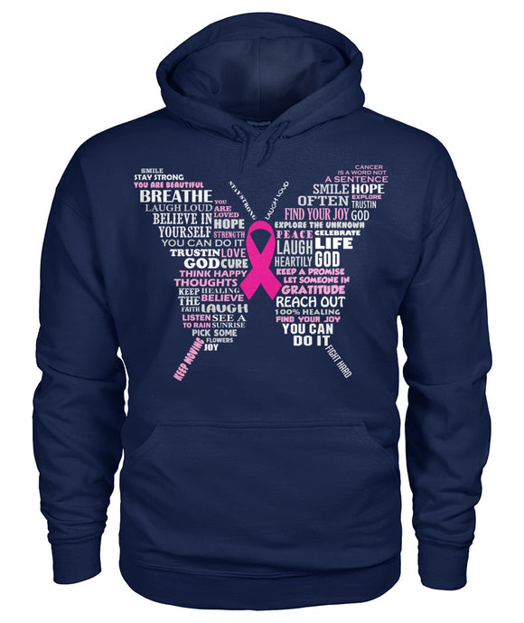 Pink Ribbon Butterfly Hoodies and Sweatshirts