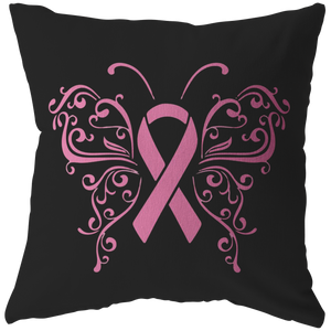 Butterfly Pink Ribbon Pillow