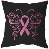 Butterfly Pink Ribbon Pillow
