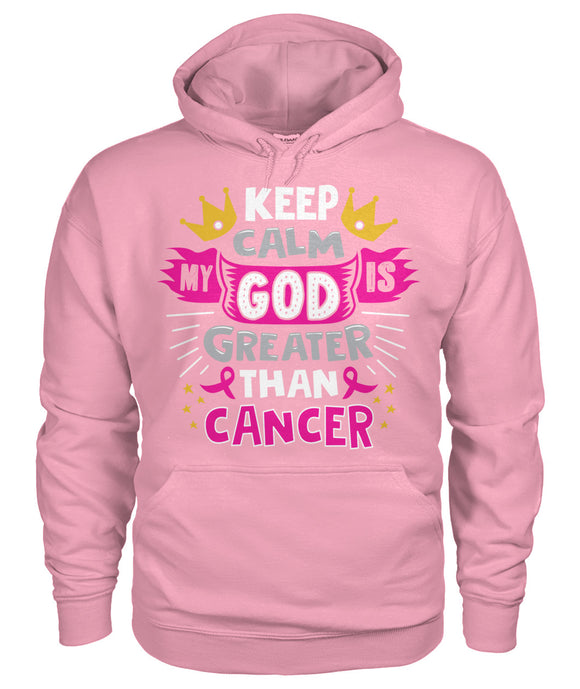 Keep Calm My God is Greater Than Cancer Hoodies and Sweatshirts