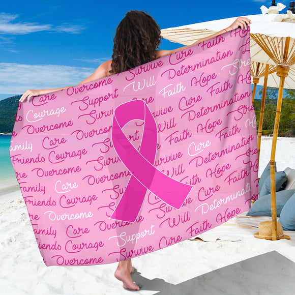 Breast Cancer Awareness Words Sarong