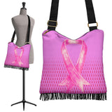 Bold Pink Ribbon Crossbody Boho Handbag