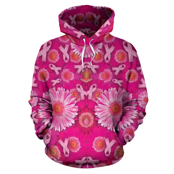 Pink Ribbons and Flowers Hoodie