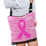 Breast Cancer Awareness Words Crossbody Boho Handbag