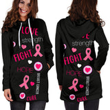 Love Strength Hope Breast Cancer Awareness Hoodie Dress