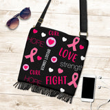 Love Strength Hope Breast Cancer Awareness Crossbody Boho Handbag