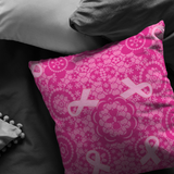 Breast Cancer Awareness Flowers Pink Ribbon Pillow