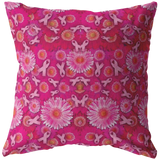 Pink Ribbons and Flowers Pillow