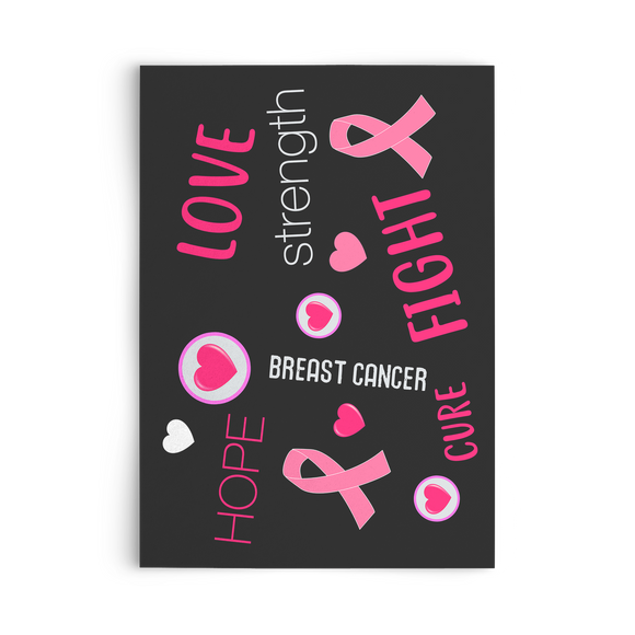 Love Strength Hope Breast Cancer Awareness Pink Ribbons Set of Flat Greeting Cards