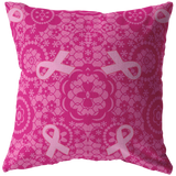 Breast Cancer Awareness Flowers Pink Ribbon Pillow