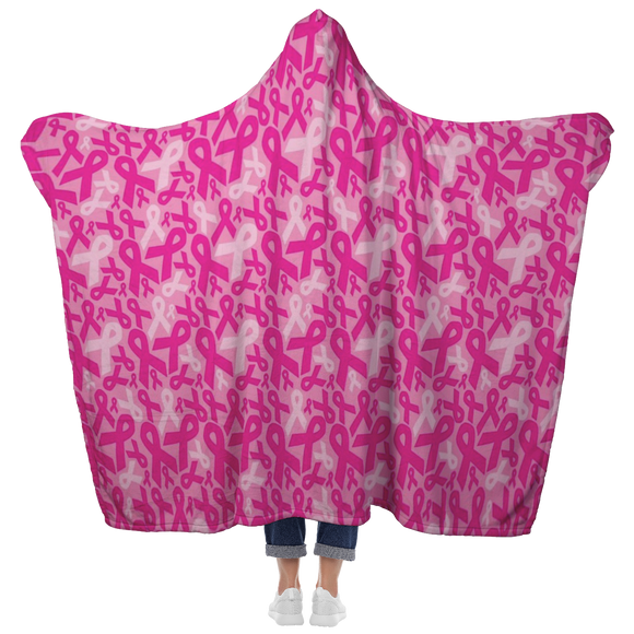 Breast Cancer Flowers hooded Blanket