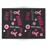 Love Strength Hope Breast Cancer Awareness Pink Ribbons Folded Set of Greeting Cards